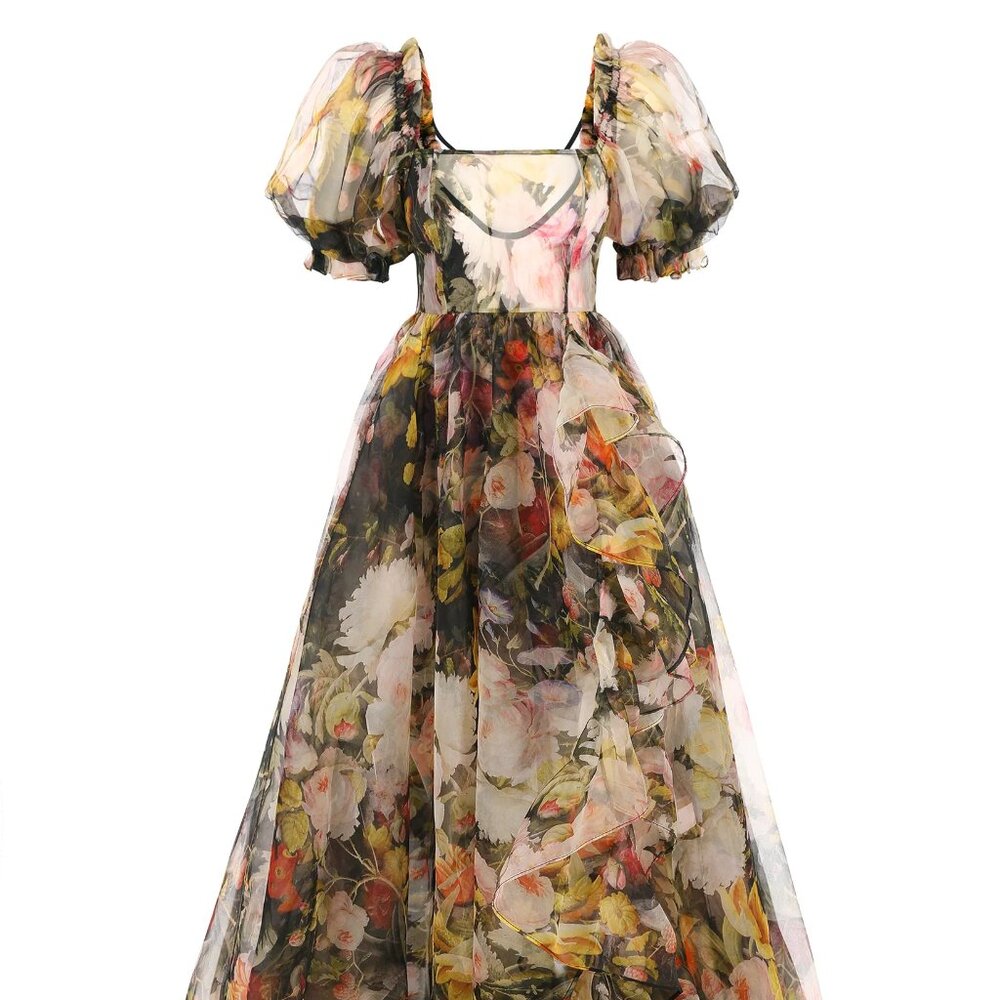 Selkie Fête des Fleurs Sheer Delight Ruffle Gown Size Small